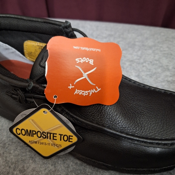 Twisted X Black Leather Safety Toe Moc - Picture 2 of 7